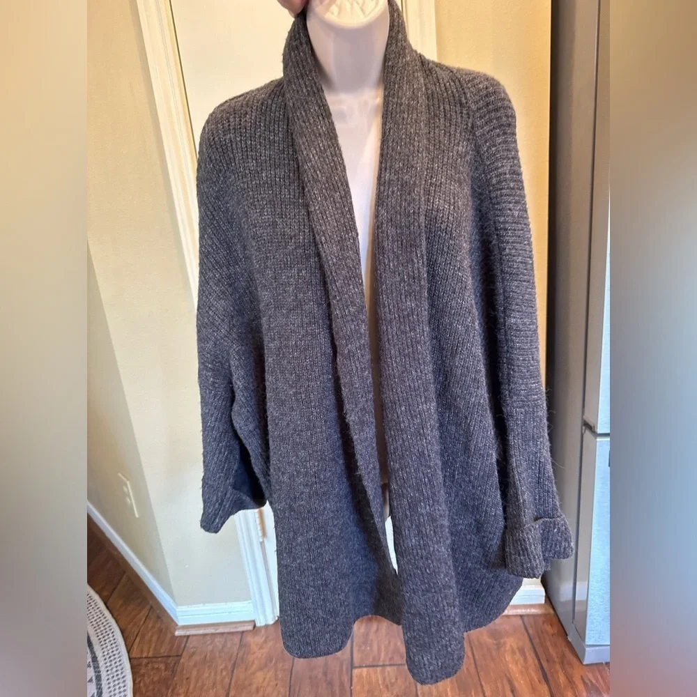 Anthropologie  Knits Oversized Kimono Wrap Cardigan In Charcoal Size O/S